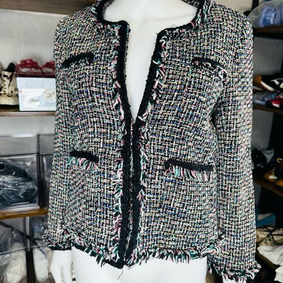 J Crew Metallic Thread Fringe Tweed Jacket 8 - Picture 6 of 13
